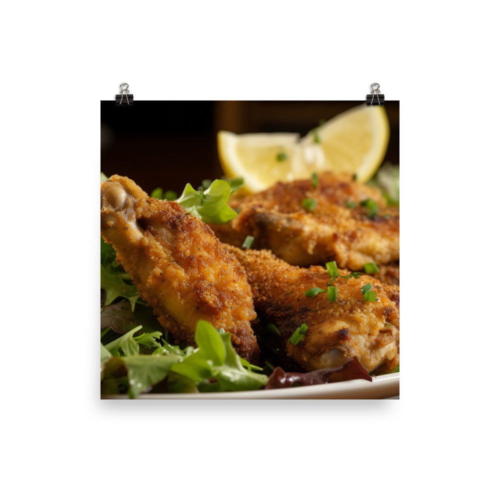 Crispy and Zingy Lemon Pepper Chicken Wings photo paper poster - Posterfy.AI