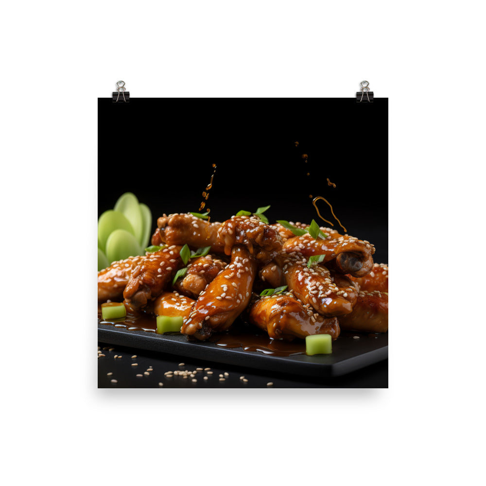 Sticky Teriyaki Chicken Wings photo paper poster - Posterfy.AI