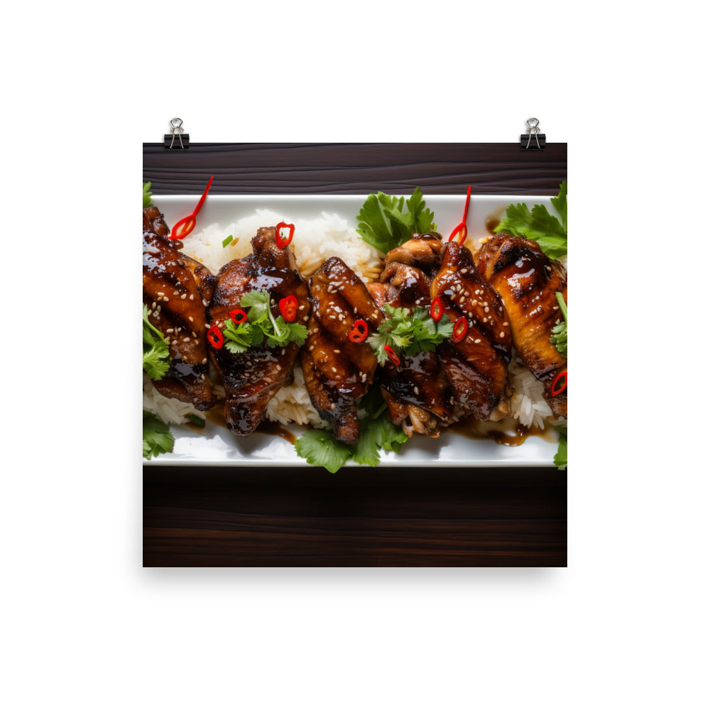 Grilled Teriyaki Chicken Wings photo paper poster - Posterfy.AI