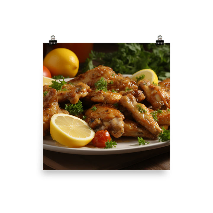 Platter of Honey Mustard Chicken Wings photo paper poster - Posterfy.AI