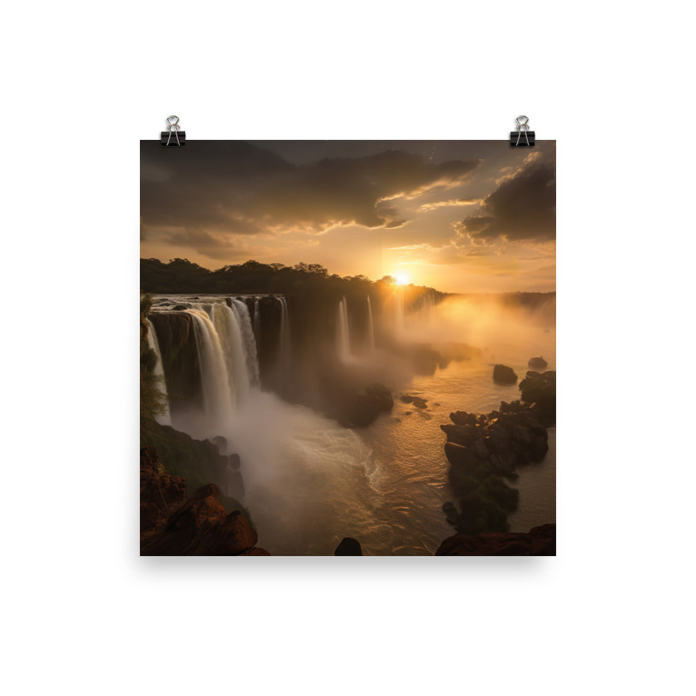 Golden Hour at Iguazu Falls photo paper poster - Posterfy.AI