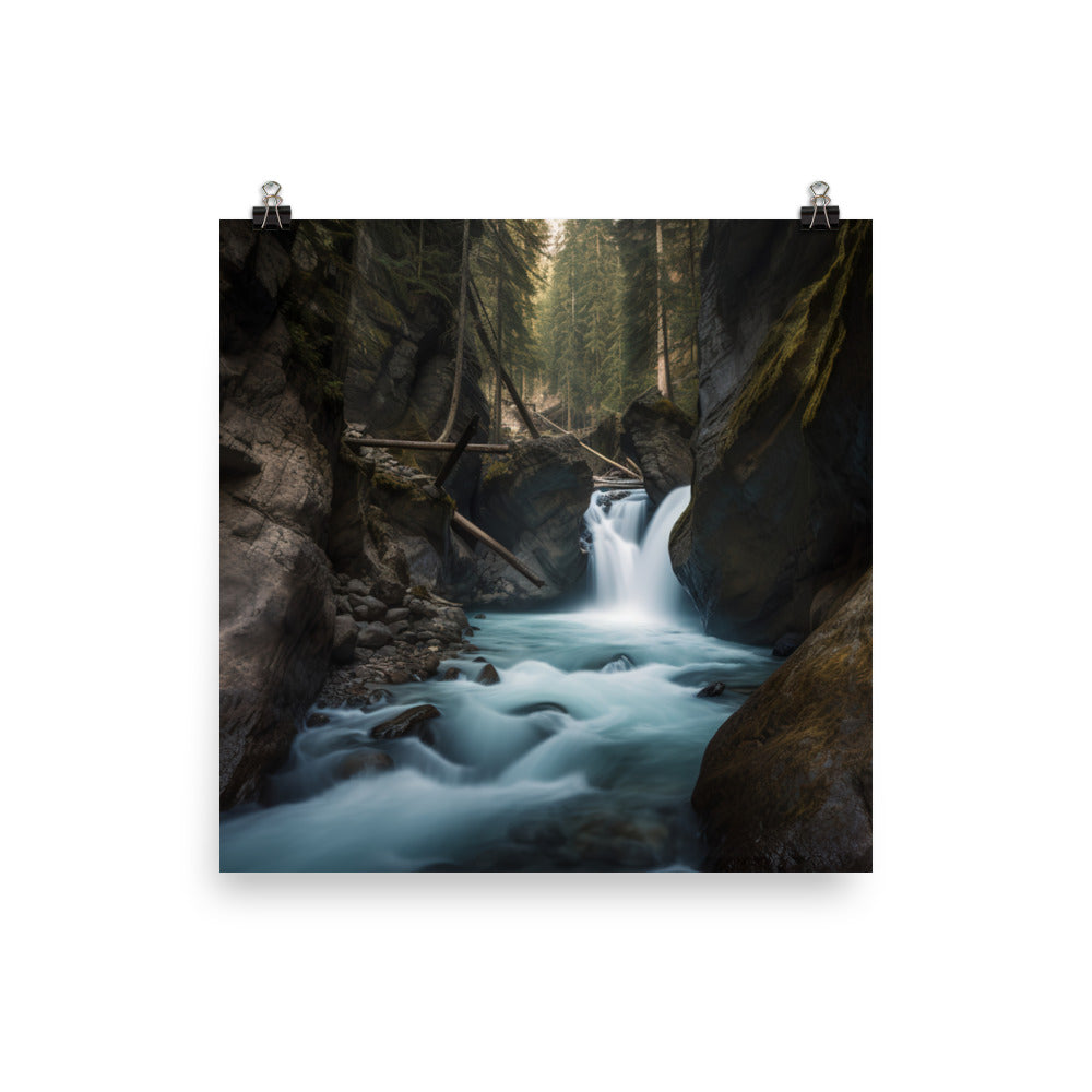 Power of Johnston Canyon Falls photo paper poster - Posterfy.AI