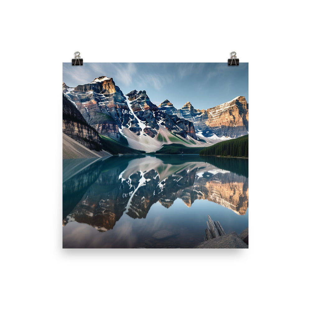 Mirror Like Beauty of Lake Moraine photo paper poster - Posterfy.AI