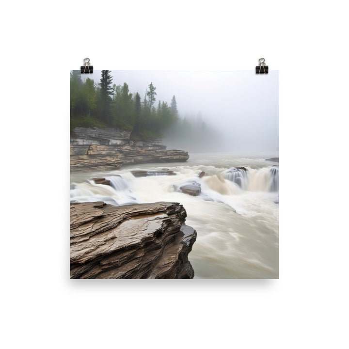 Elegance of Athabasca Falls photo paper poster - Posterfy.AI