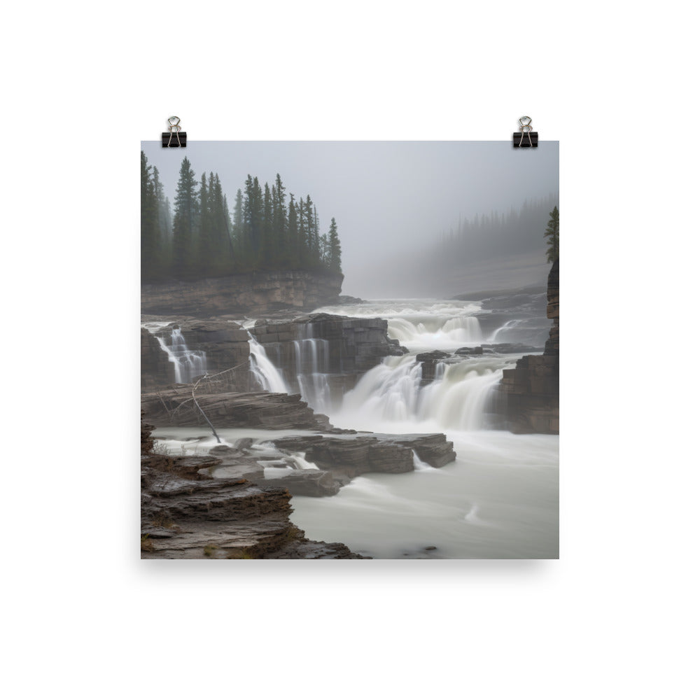 Elegance of Athabasca Falls photo paper poster - Posterfy.AI