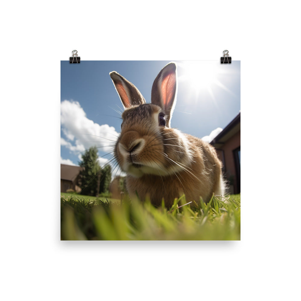 Flemish Giant Rabbit Outdoors Photo paper poster - PosterfyAI.com