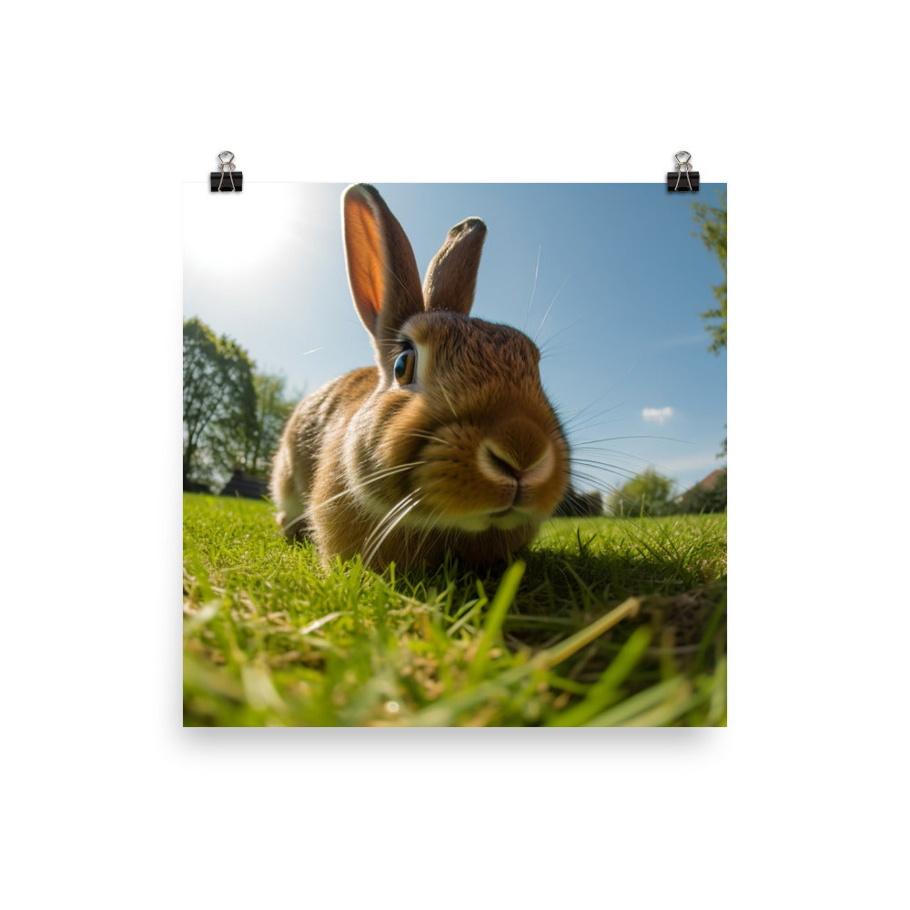 Flemish Giant Rabbit Outdoors Photo paper poster - PosterfyAI.com