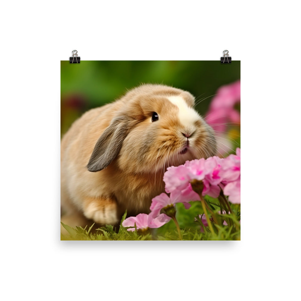 American Fuzzy Lop in the Garden Photo paper poster - PosterfyAI.com