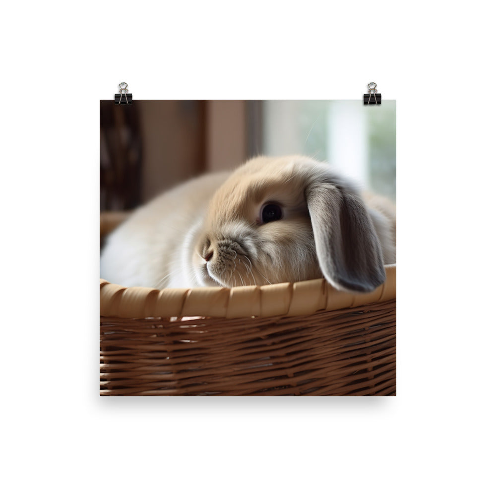 American Fuzzy Lop in a Basket Photo paper poster - PosterfyAI.com