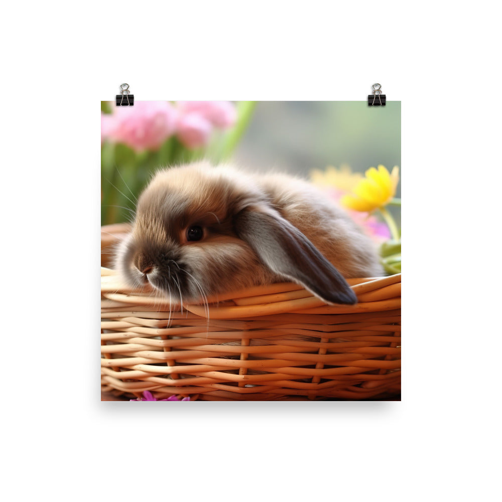 American Fuzzy Lop in a Basket Photo paper poster - PosterfyAI.com