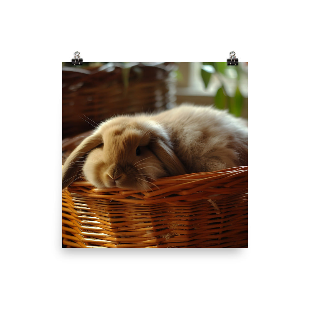 American Fuzzy Lop in a Basket Photo paper poster - PosterfyAI.com