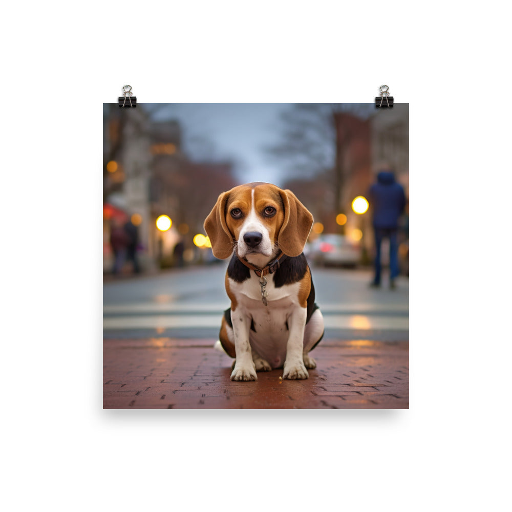 Beagle in the city photo paper poster - Posterfy.AI