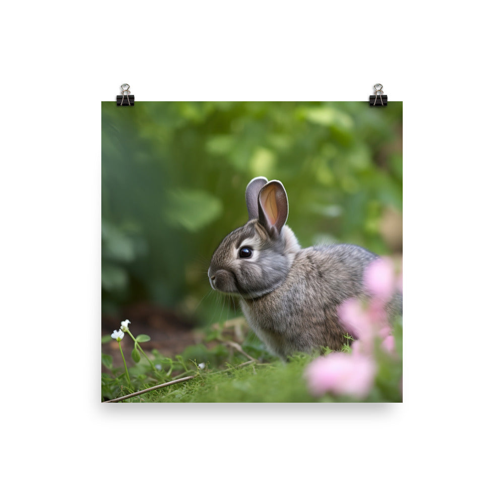 Netherland Dwarf in the Garden Photo paper poster - PosterfyAI.com