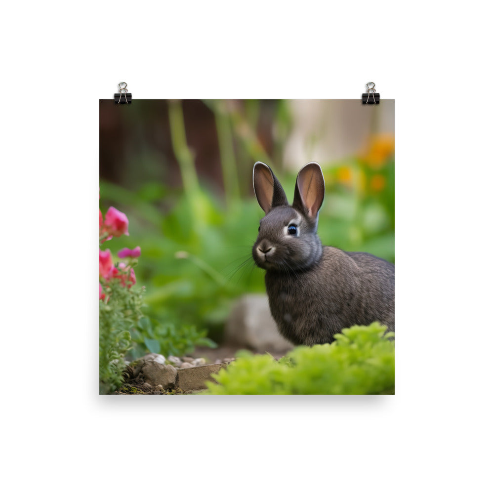 Netherland Dwarf in the Garden Photo paper poster - PosterfyAI.com