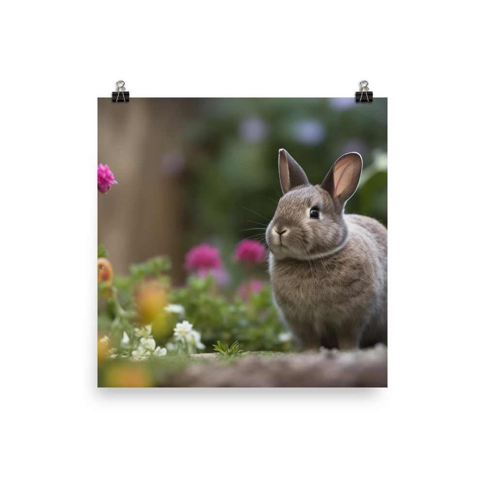Netherland Dwarf in the Garden Photo paper poster - PosterfyAI.com