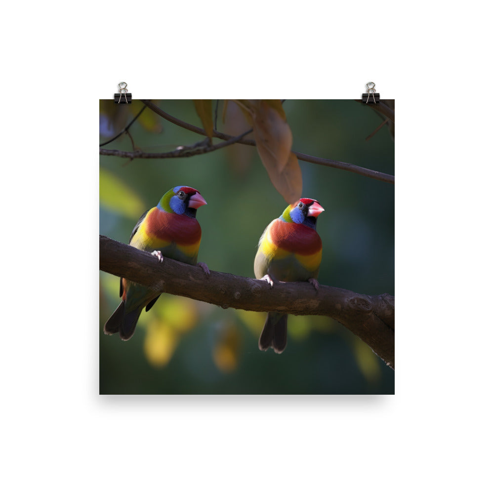 Rainbow Finches in the Wild Photo paper poster - PosterfyAI.com