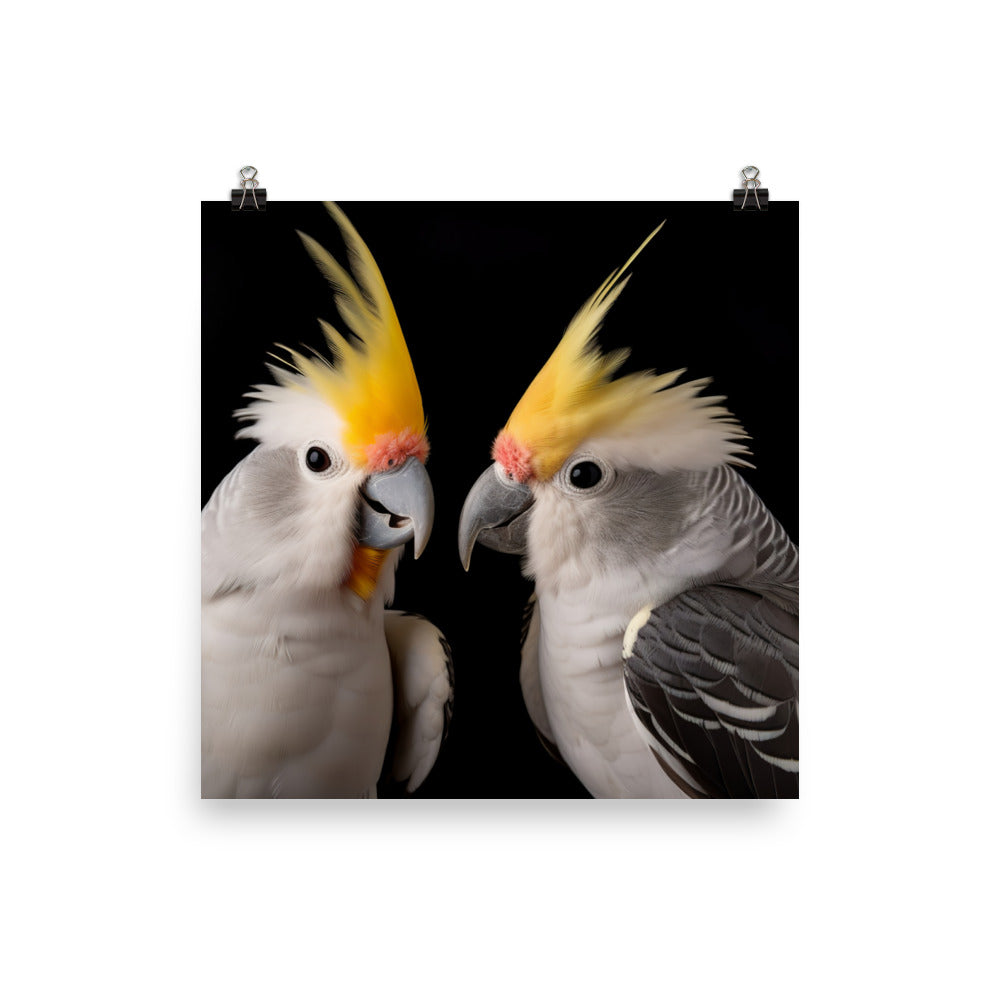 Graceful Cockatiels Photo paper poster - PosterfyAI.com