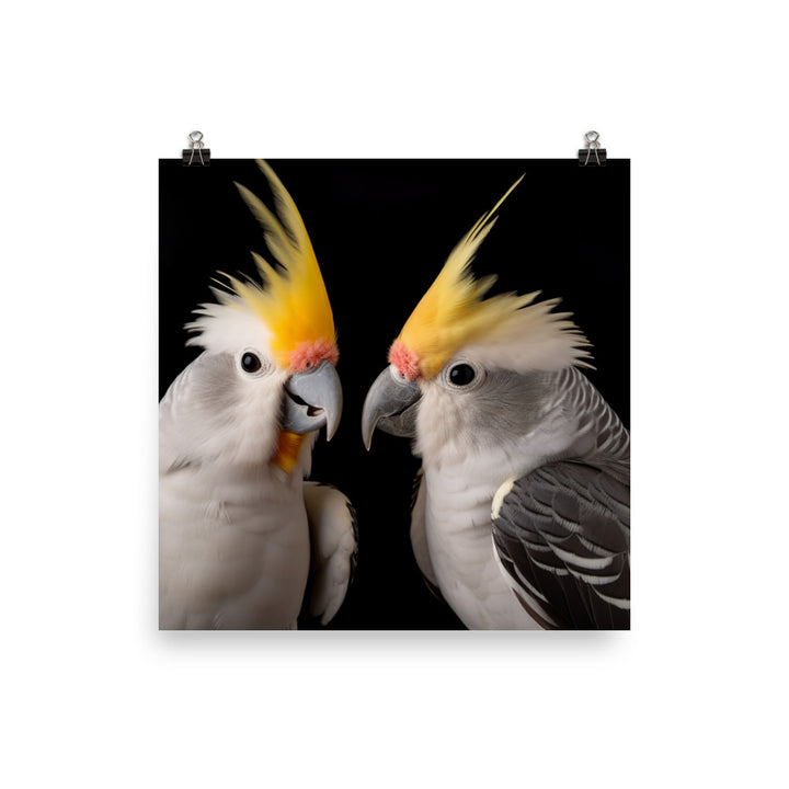 Graceful Cockatiels Photo paper poster - PosterfyAI.com