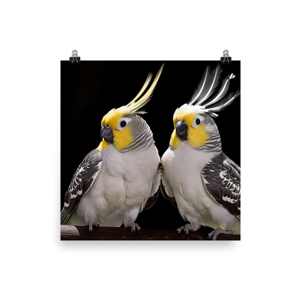 Graceful Cockatiels Photo paper poster - PosterfyAI.com