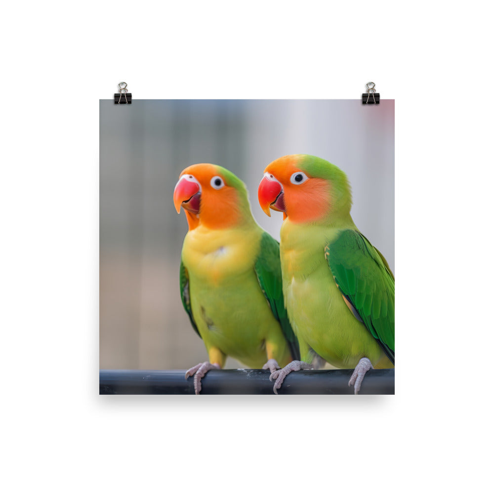 Cute Lovebirds Photo paper poster - PosterfyAI.com
