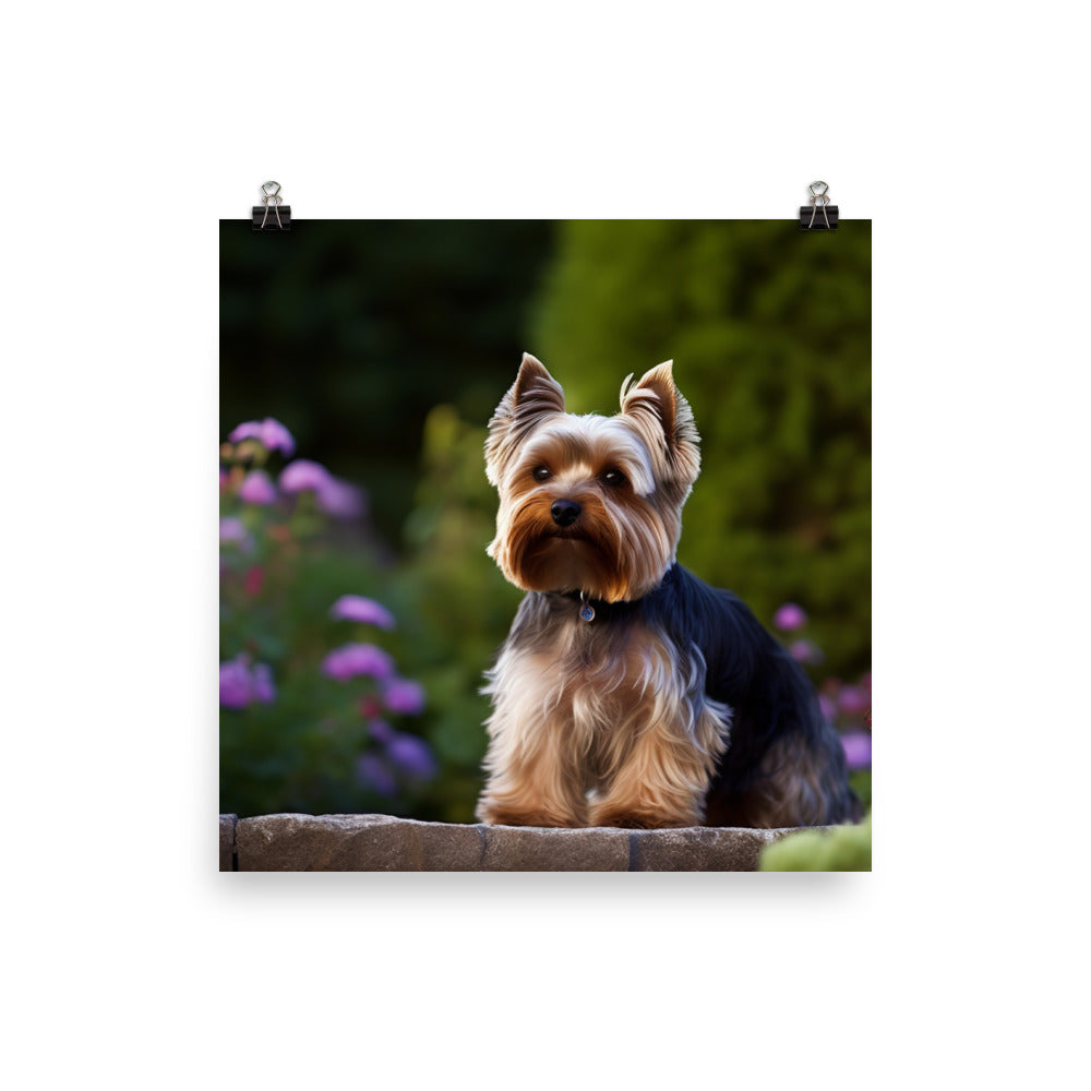 Yorkshire Terrier in the Garden Photo paper poster - PosterfyAI.com