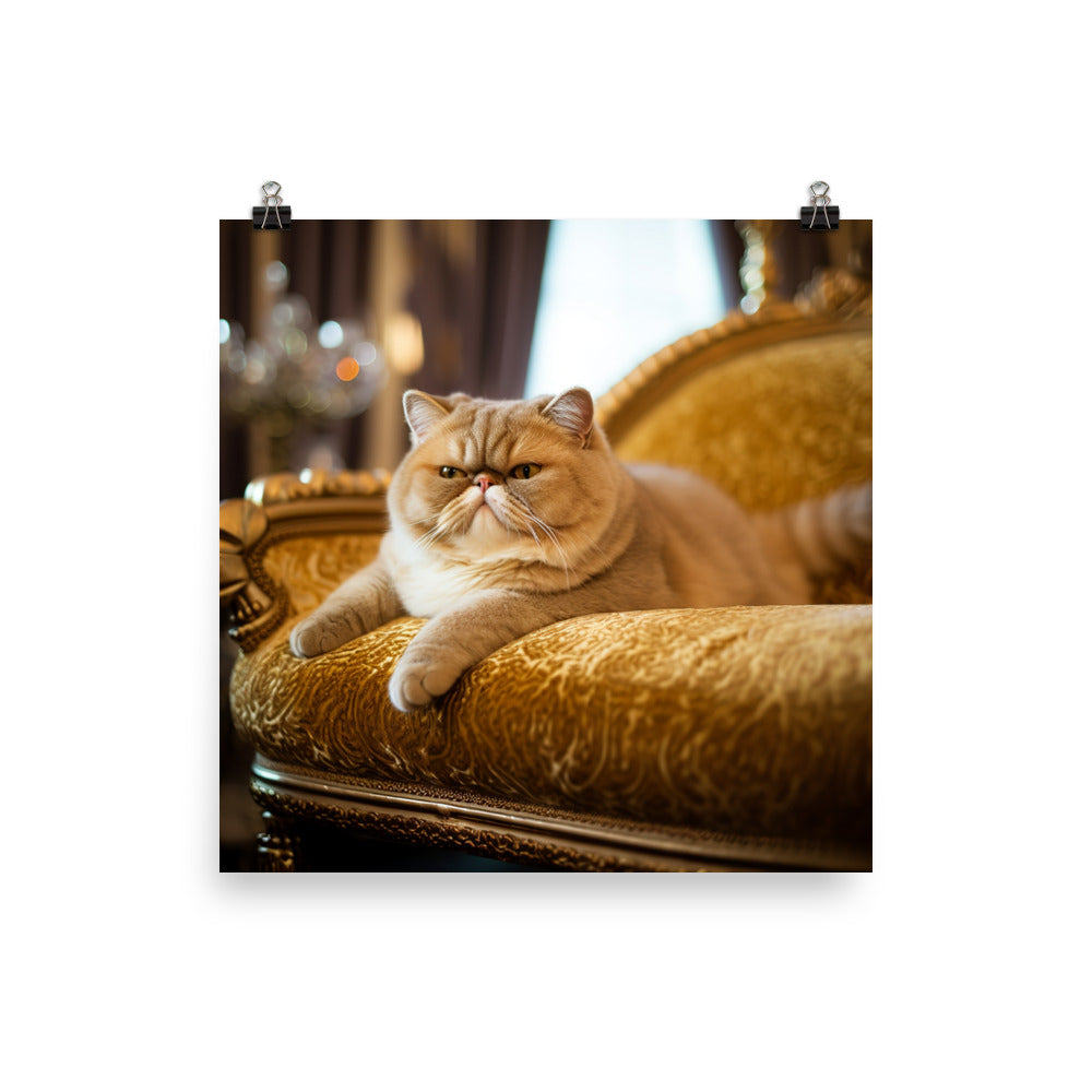 Exotic Shorthair Cat Lounging Photo paper poster - PosterfyAI.com