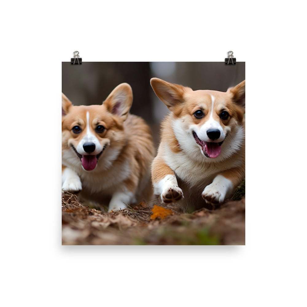 Welsh Corgi Best Friends Photo paper poster - PosterfyAI.com