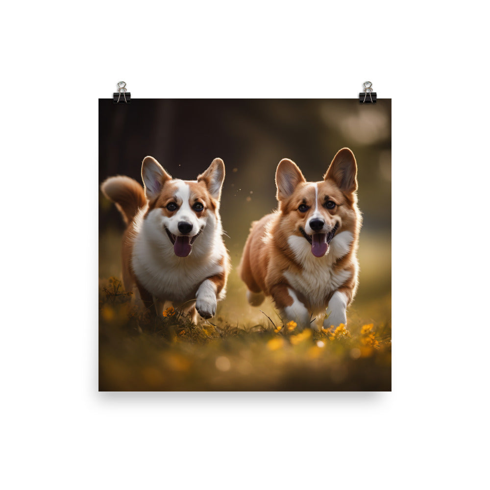 Welsh Corgi Best Friends Photo paper poster - PosterfyAI.com
