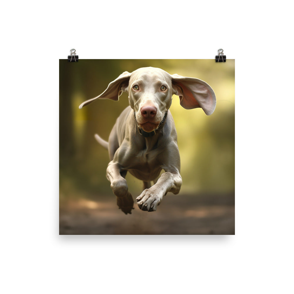 Weimaraner at Play Photo paper poster - PosterfyAI.com