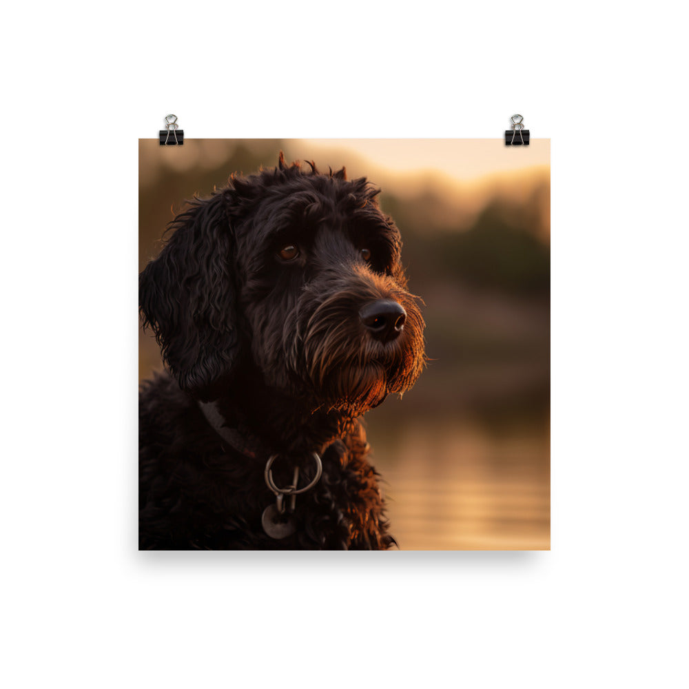 Water Dog at Sunset Photo paper poster - PosterfyAI.com