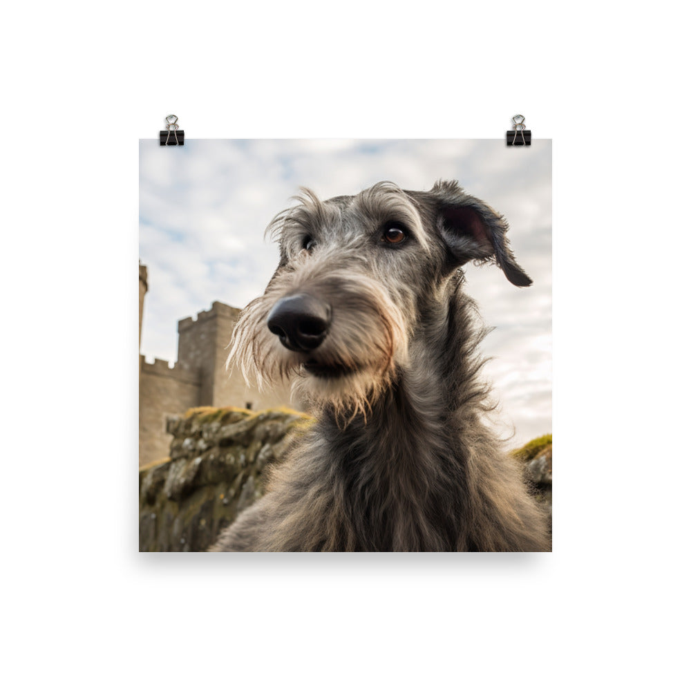 Regal Scottish Deerhound in a Castle photo paper poster - Posterfy.AI