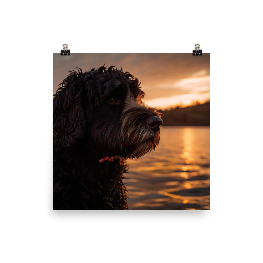 Water Dog at Sunset photo paper poster - Posterfy.AI