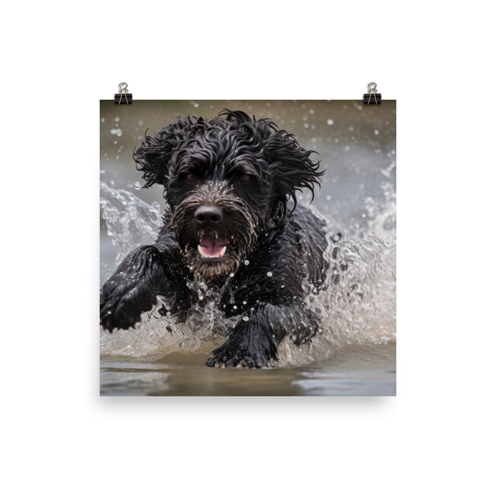 Portuguese Water Dog playing photo paper poster - Posterfy.AI