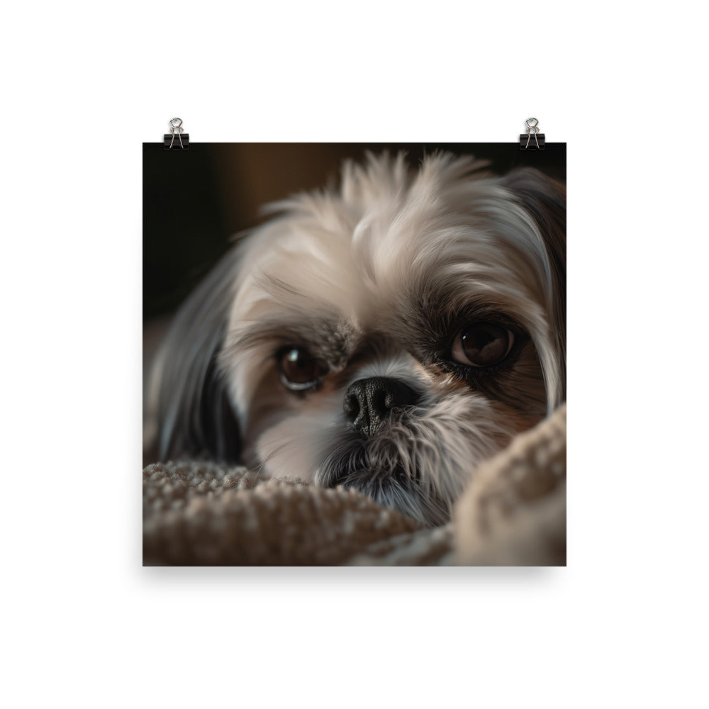 Relaxed Shih Tzu in a Cozy Home Photo paper poster - PosterfyAI.com