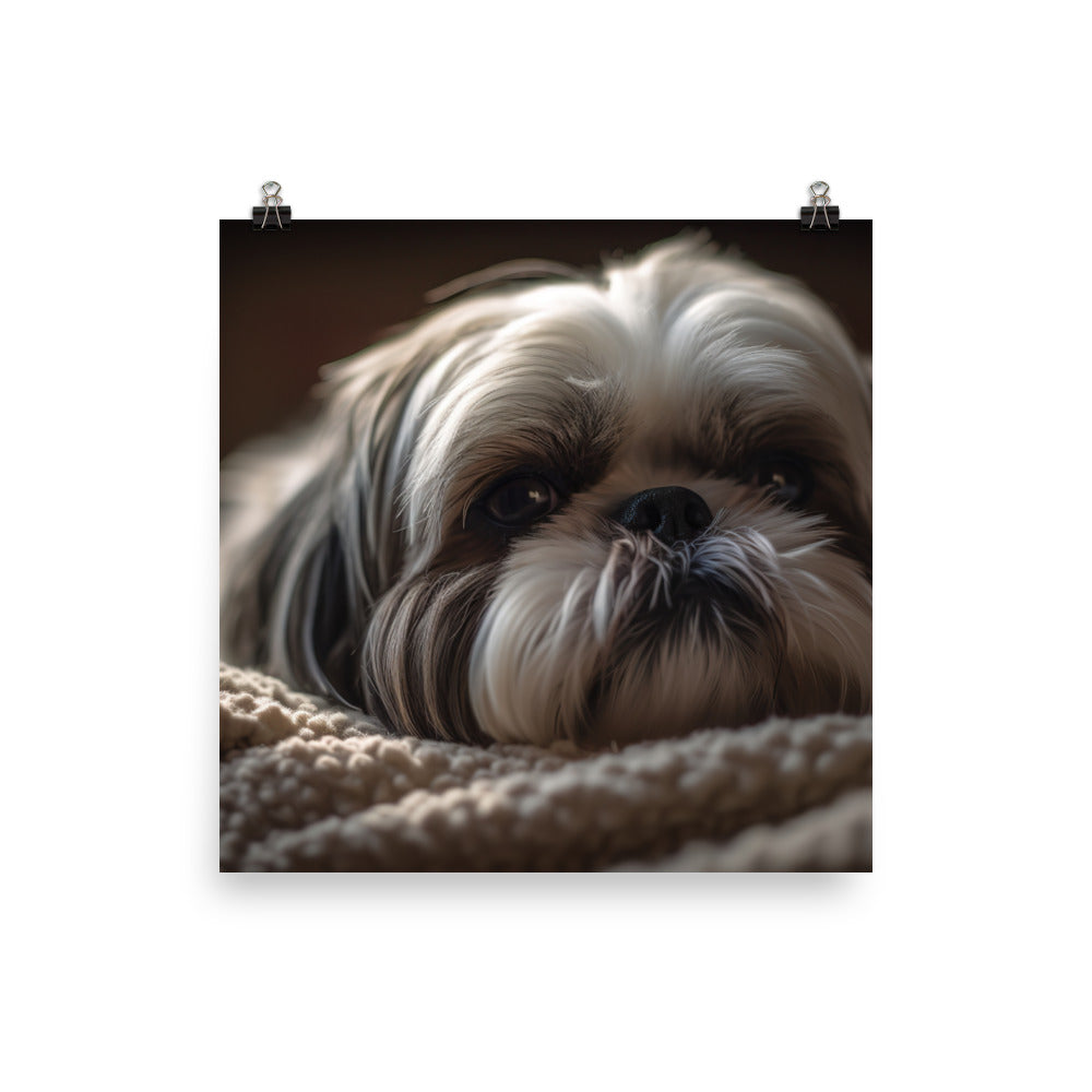Relaxed Shih Tzu in a Cozy Home Photo paper poster - PosterfyAI.com