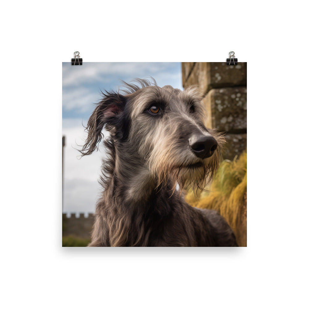Regal Scottish Deerhound in a Castle Photo paper poster - PosterfyAI.com
