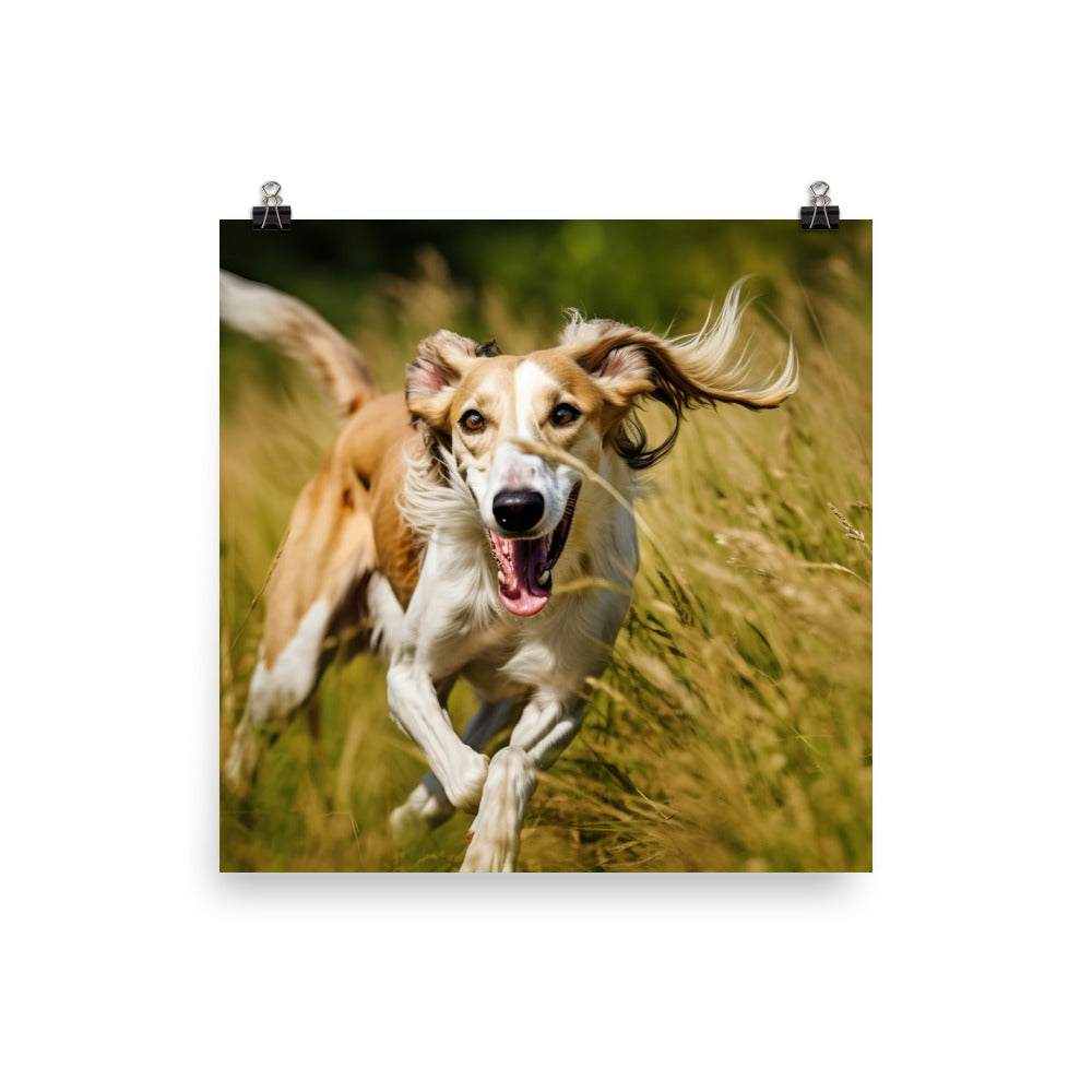 Playful Saluki Photo paper poster - PosterfyAI.com