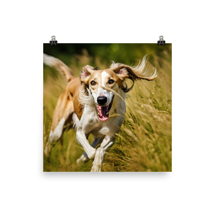 Playful Saluki Photo paper poster - PosterfyAI.com