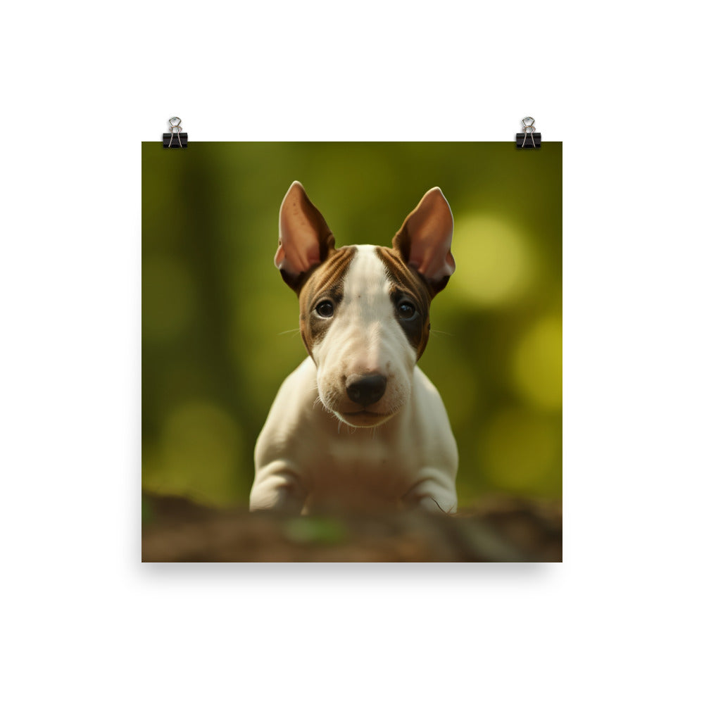 Playful Bull Terrier Pup Photo paper poster - PosterfyAI.com