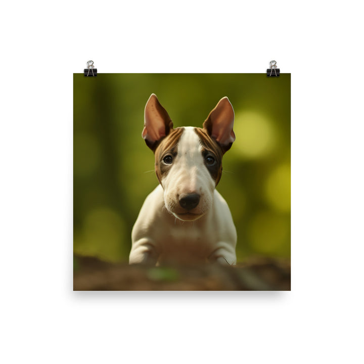 Playful Bull Terrier Pup Photo paper poster - PosterfyAI.com