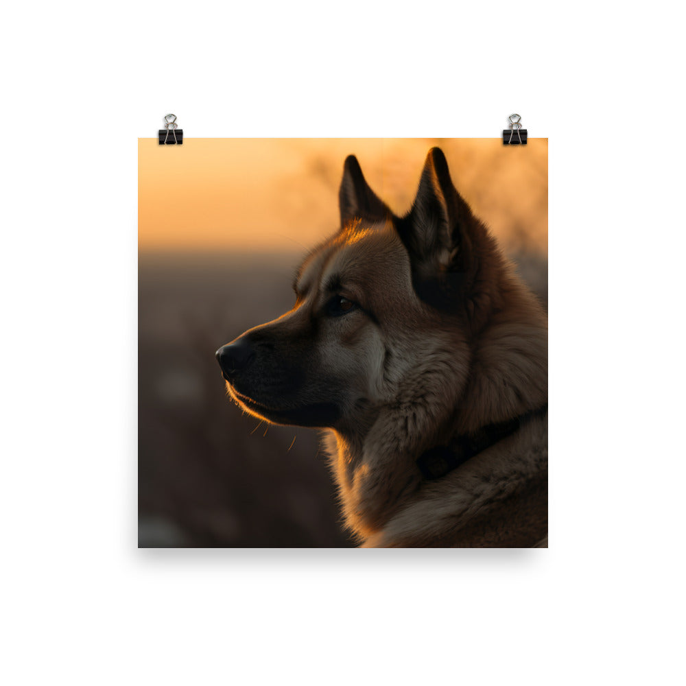 Noble Akita Gazing at the Sunset Photo paper poster - PosterfyAI.com