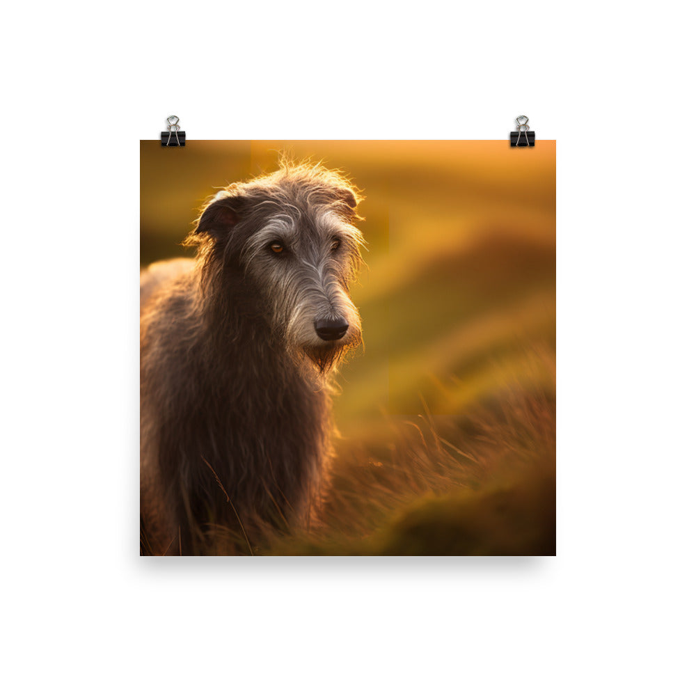 Majestic Scottish Deerhound at Sunset Photo paper poster - PosterfyAI.com