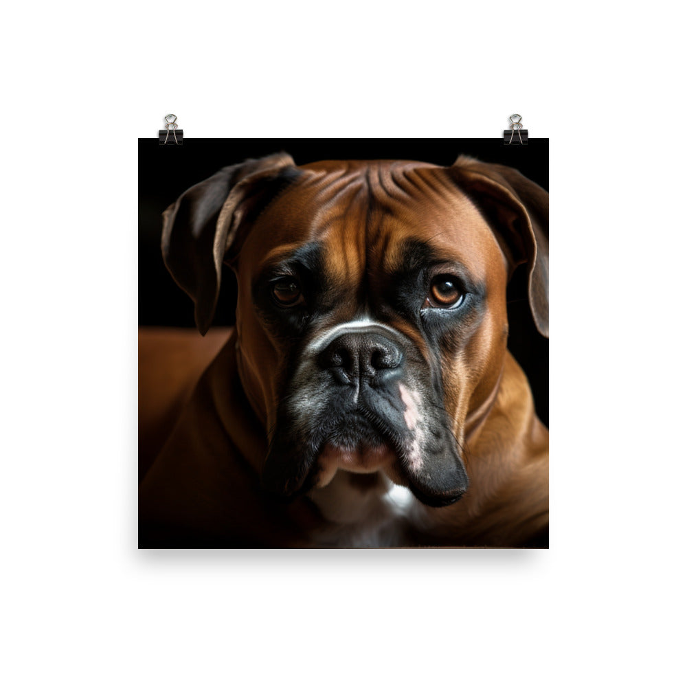 Majestic Boxer Portrait Photo paper poster - PosterfyAI.com