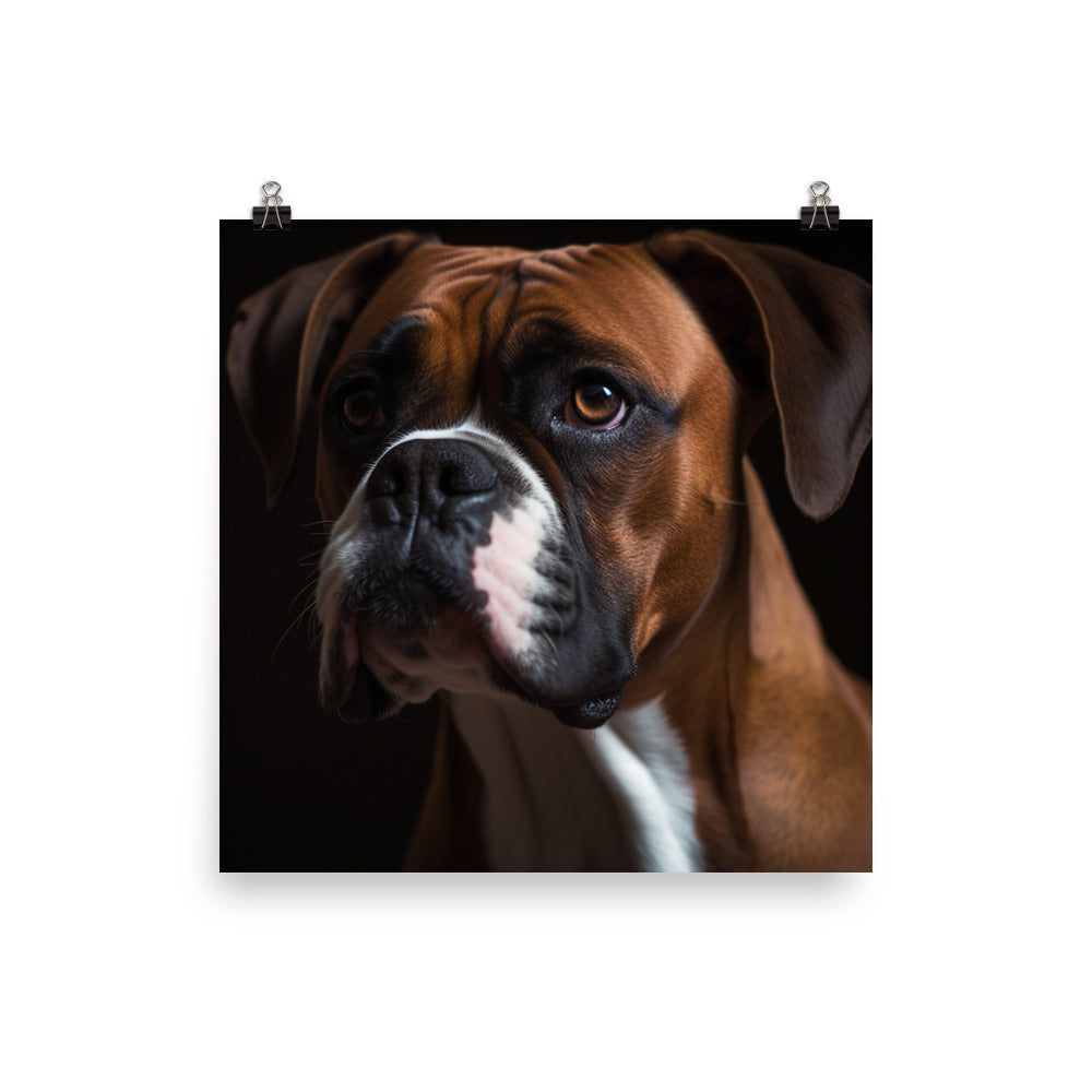 Majestic Boxer Portrait Photo paper poster - PosterfyAI.com