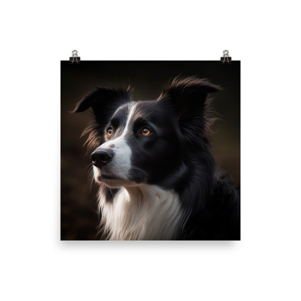 Majestic Border Collie Portrait Photo paper poster - PosterfyAI.com
