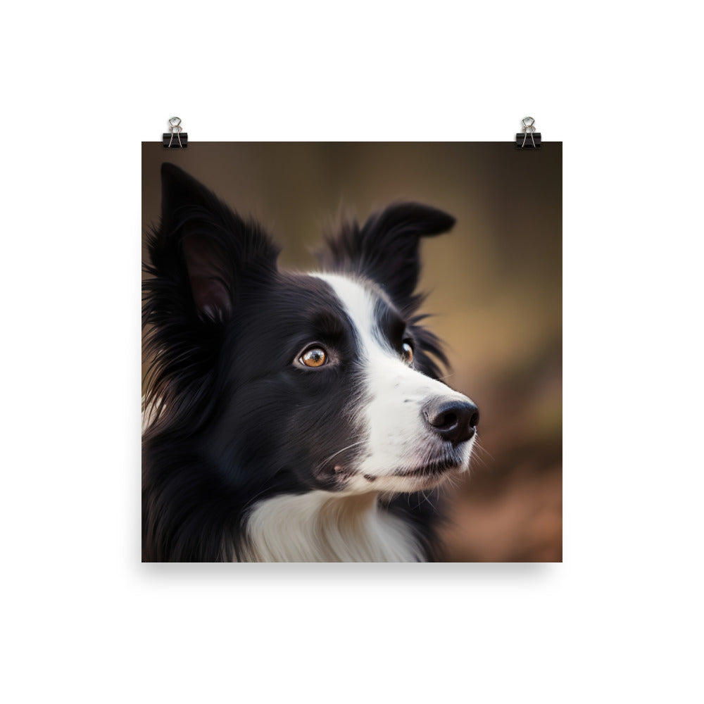Majestic Border Collie Portrait Photo paper poster - PosterfyAI.com