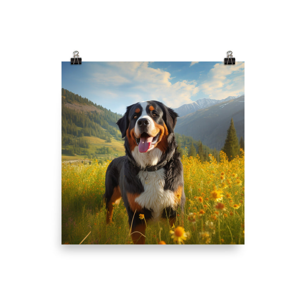 Majestic Bernese Mountain Dog Photo paper poster - PosterfyAI.com