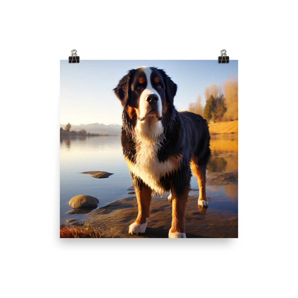 Loyal Bernese Mountain Dog Photo paper poster - PosterfyAI.com