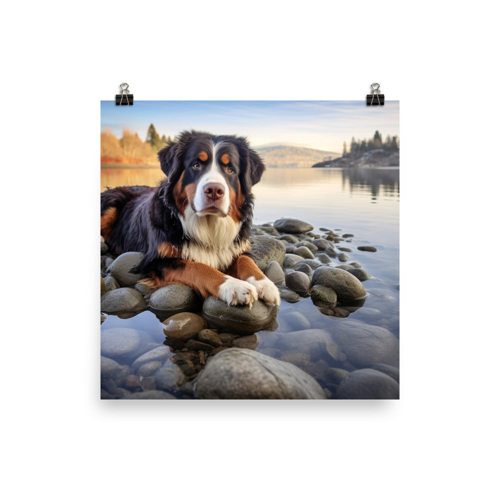 Loyal Bernese Mountain Dog Photo paper poster - PosterfyAI.com
