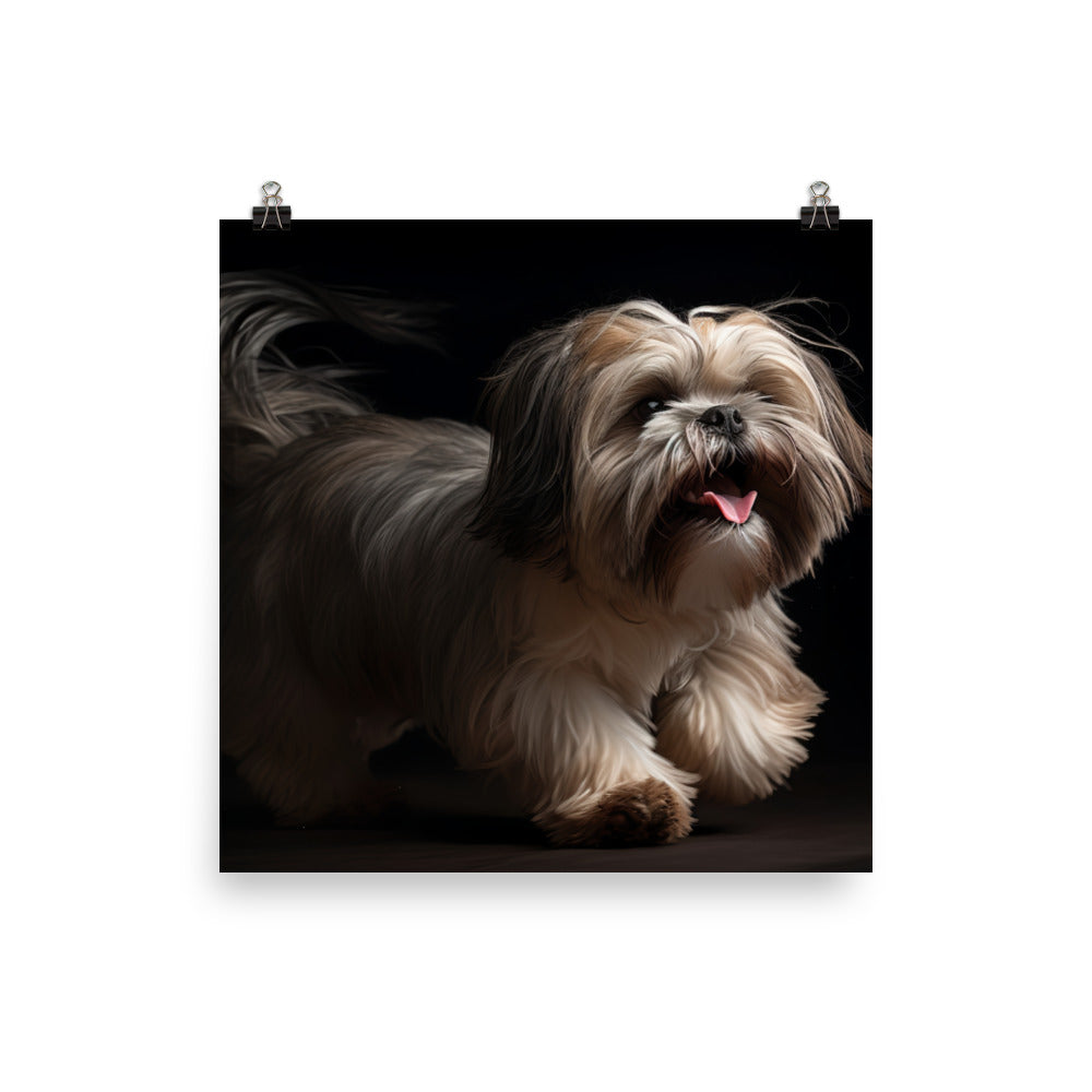 Lhasa Apso Playtime Photo paper poster - PosterfyAI.com